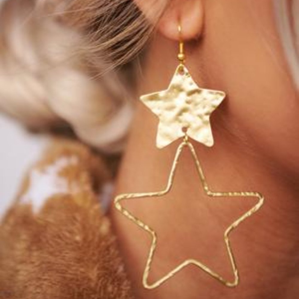 BOHO Love Gold Double Star Earrings